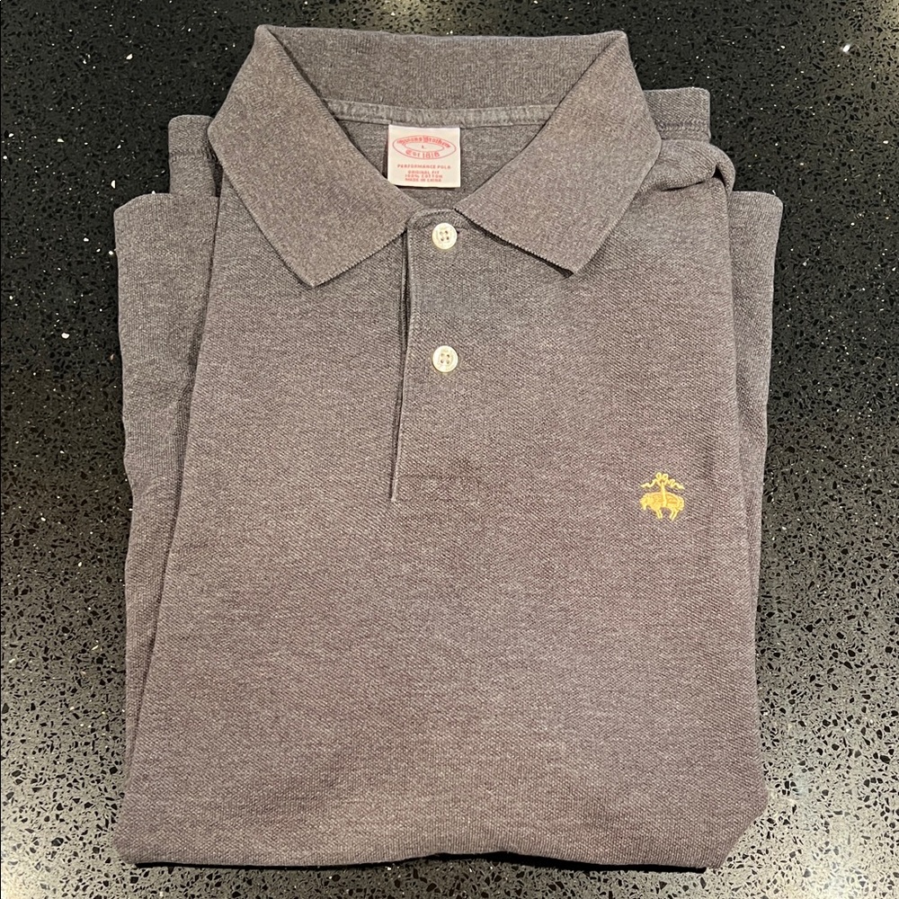 Men’s Brooks Brothers Gray Polo Shirt with Yellow Embroidered Logo